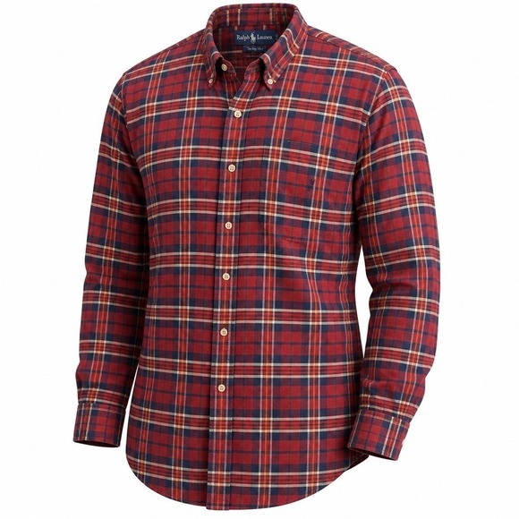 Ralph Lauren Other - Ralph Lauren The Big Shirt Mens Medium Red Plaid Button Down Long Sleeve Cotton